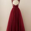 Festa ZAPAKA | Vestido De Baile De Tulle Borgonha